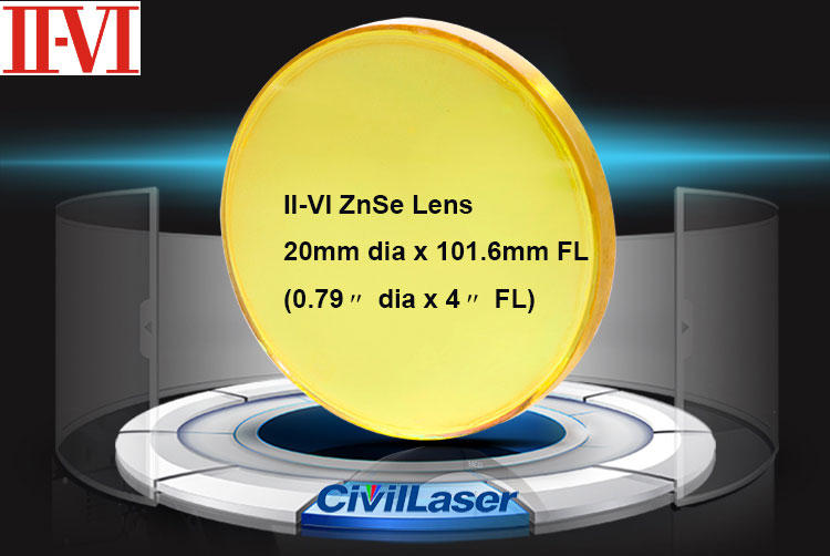 [IIVI] CO2 laser cutter lens ZnSe Lens Laser Focus Lens 20mm dia x 101.6mm - Click Image to Close